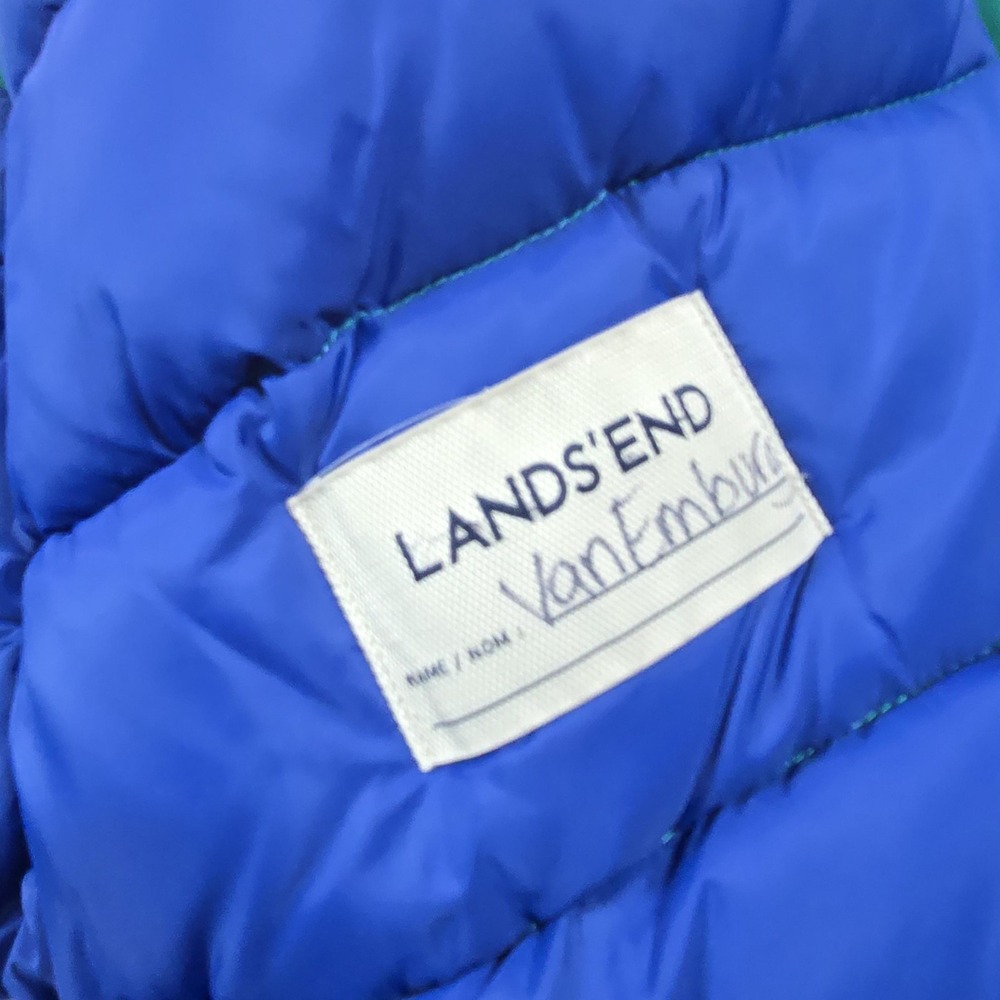 Lands End Parka Youth XL 18-20 Green Faux Fur Hood Down Insulated Winter Coat - Picture 10 of 13